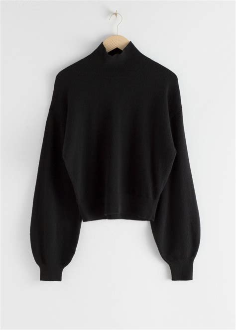 Cashmere Puff Sleeve Turtleneck - Black - Turtlenecks - & Other Stories ...