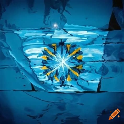 Intricately designed national flag with symbols representing water on Craiyon