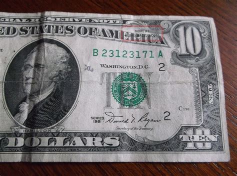 1981 $10 Boston Repeater Serial Number Note Old Style Repeating Ten ...