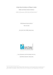 Urban-rural incidence of rape in India: Myths and social science ...