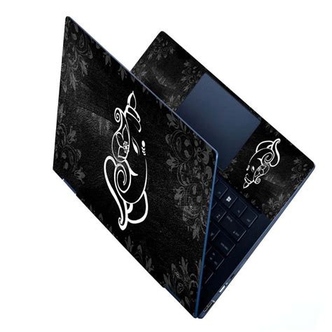 Full Panel Laptop Skin - Ganesh Black Floral Ruff – SkinsLegend