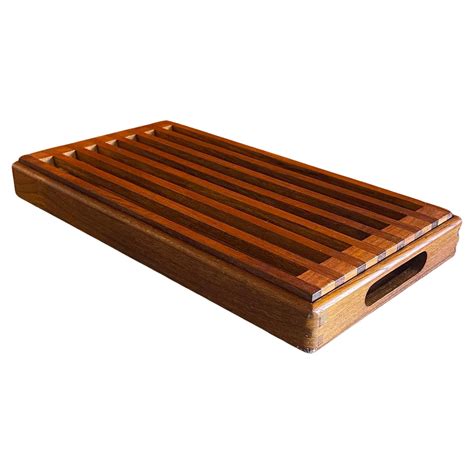 Danish Modern Teak Bread Cutting Board with Handles For Sale at 1stDibs