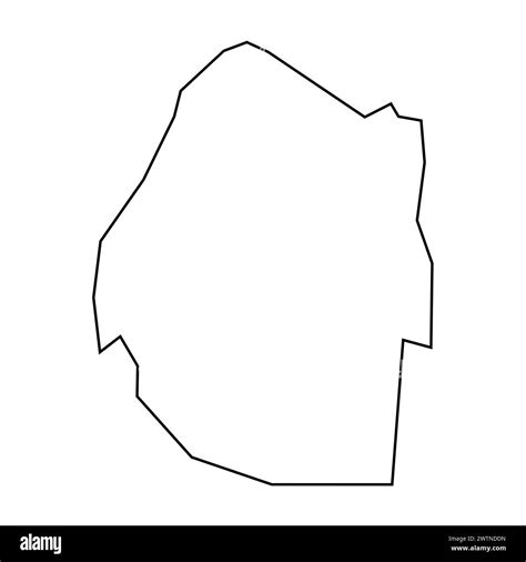 Eswatini country thin black outline silhouette. Simplified map. Vector icon isolated on white ...