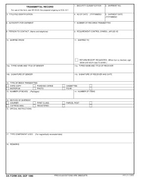 1998 Form DA 200 - Blank Fillable Template | Fill Out, Print & Download ...