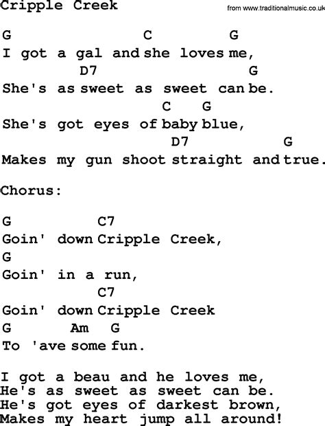 Top 1000 Folk and Old Time Songs Collection: Cripple Creek - Lyrics ...