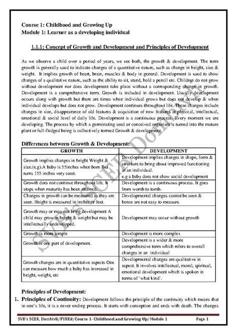 Course 1 Module 1 to 4 - Course 1: Childhood and Growing Up Module 1 ...