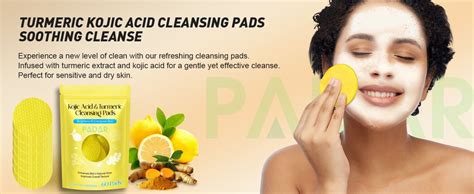 Turmeric & Kojic Acid Face Cleansing Foaming Pads for Dark Spots, Skin ...