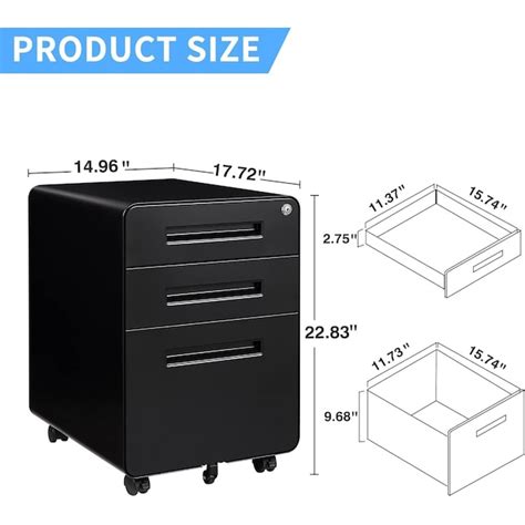 Letaya File Cabinet 3 Drawer Filing Cabinets for Home Office with Lock ...