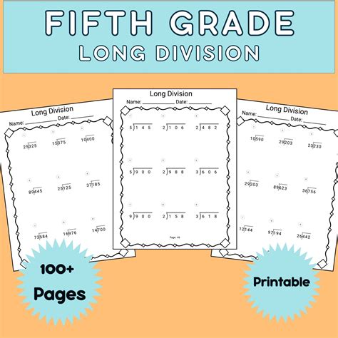 5th Grade Math Worksheets Division Printable