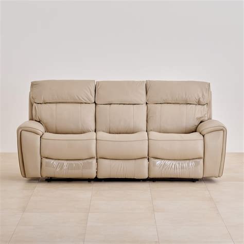 Buy Stockholm Half Leather 3+2+2 Seater Electric Recliner Set - Cream ...