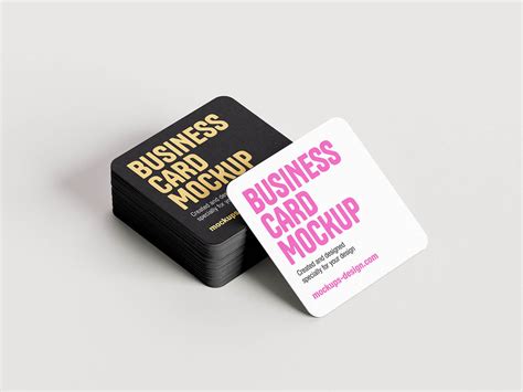 6 Free Rounded Corner Square Business Card Mockup PSD Files - PsFiles