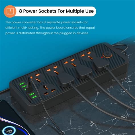 Portronics Power Plate 7 Power Converter with 6 USB Ports + 8 Power Sockets