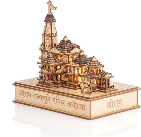 Ram Mandir Ayodhya Model Replica Wooden Small : Amazon.in: Home & Kitchen