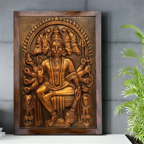 ARTOCITI Panchmukhi Hanuman 3D Relief Mural Wall Hanging (Bronze ...