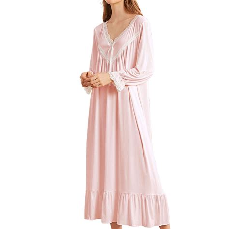 SWSMCLT Women's Cotton Nightgown Victorian Princess Lace Vintage Comfy ...