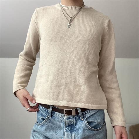 Men's Cream Jumper | Depop