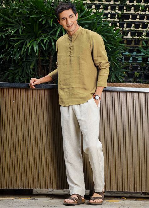 Sunburst Yellow Pure Linen Full Sleeve Shirt Kurta – Linen Trail