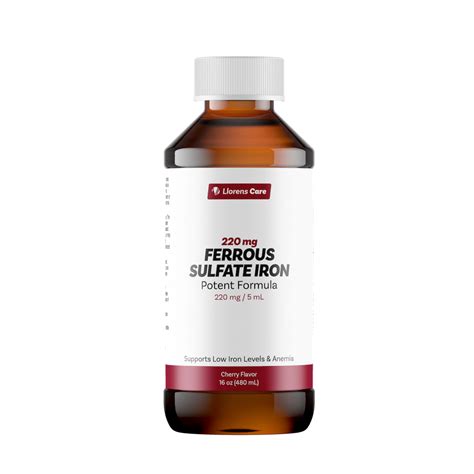 Amazon.com: Ferrous Sulfate Liquid Iron Supplement for Adults by Llorens Care - 220 mg in 5 ml ...