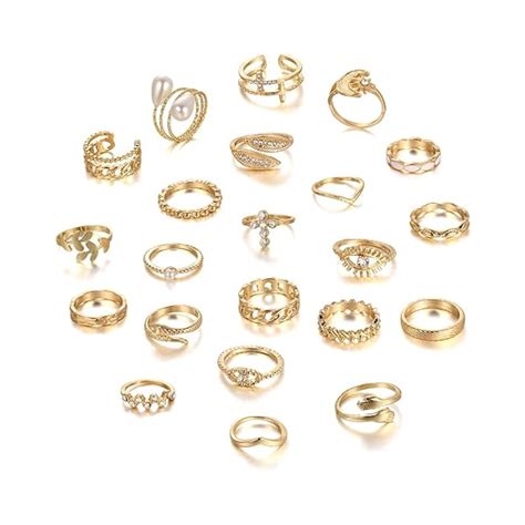 Buy Shining Diva Fashion Set of 22 Latest Stylish Gold Plated Rings for ...