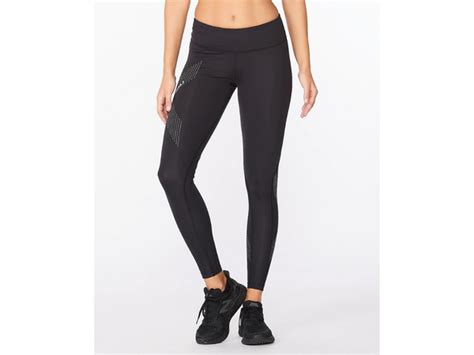 2XU Motion Mid Rise Compression Tights - Black-Dotted Reflective Logo ...