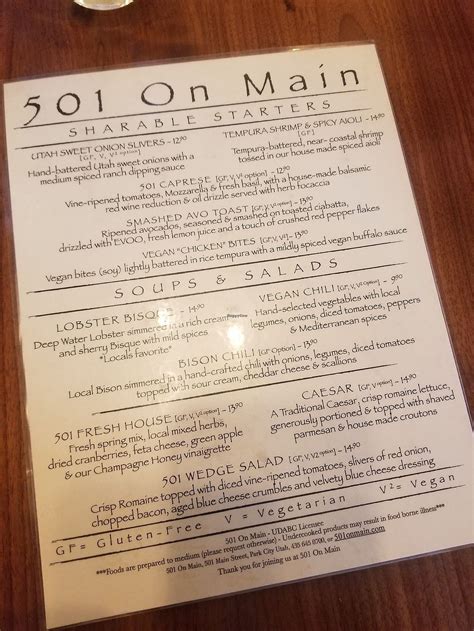 501 on Main - Park City Utah Restaurant - HappyCow