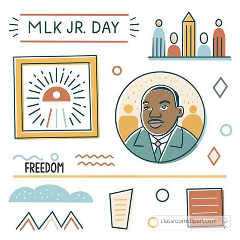 An MLK JR. DAY clipart featuring a portrait of Martin Luther King Jr ...