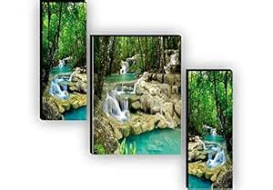 SAF paintings Set of 3 Waterfall UV Textured Paintings for living room ...