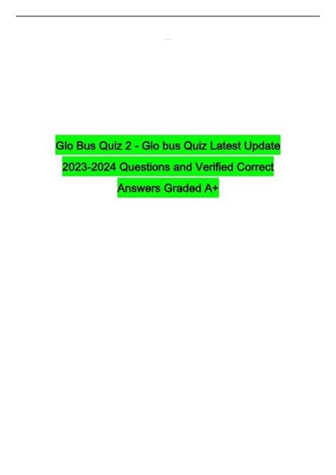 Glo Bus Quiz 2 - Glo bus Quiz Latest Update Questions and Verified ...