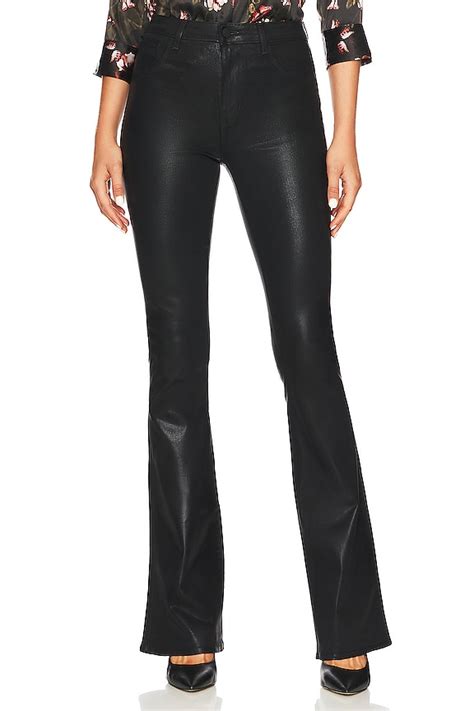 L'AGENCE Marty High Rise Flare Jeans in Noir Coated | REVOLVE