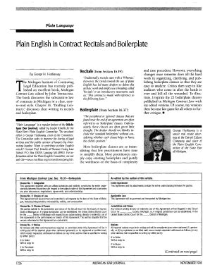 Fillable Online Plain English in Contract Recitals and Boilerplate Fax ...