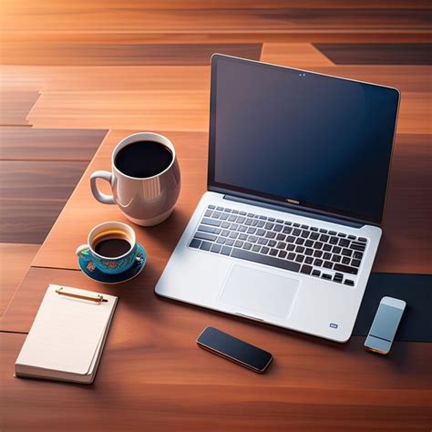 Image Work Desk with Laptop and Coffee 的图像结果