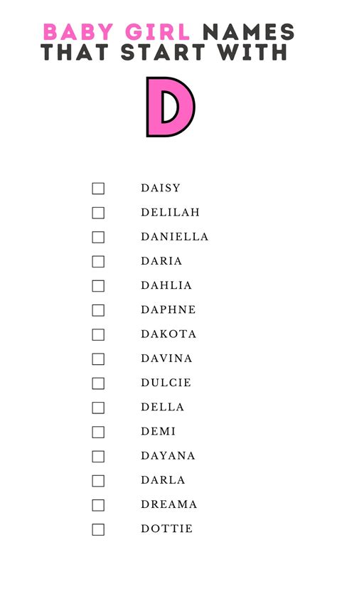 Printable Lists Of Names That Start With 'D' - Printables Hub