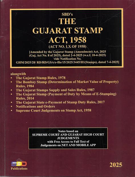 Gujarat Stamp Act 1958 Amended 2025 Edition SBD Publications – M&J ...