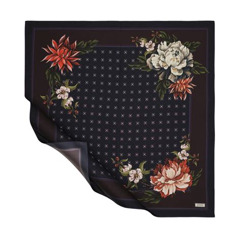 Navy Eden Of Medal Twill Silk Scarf | Ipekevi