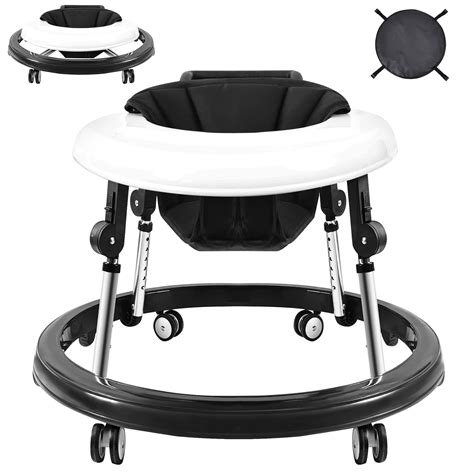Baby Walker, Foldable 9-Gear Height Adjustable Baby Walker with Wheels ...