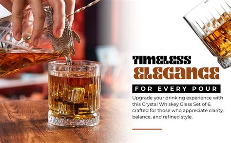 BAGYAM Whiskey Glass Set - Whiskey Glasses Set of 6 Premium - Drinking ...