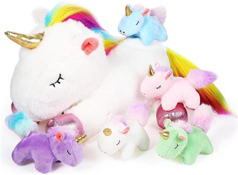 Buy 6 Pieces Unicorn Plush Toy Set 1 Large Unicorn Stuffed Animals 5 ...
