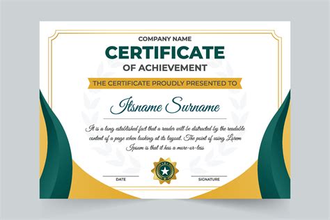 Certificate of achievement and diploma design with golden and green ...