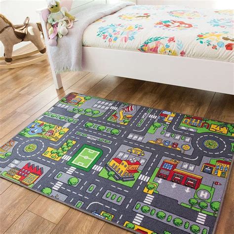 Children's Play Village Mat Town City Car Roads Rug 80cm x 120cm (2'7" x 3'11") : Amazon.co.uk ...