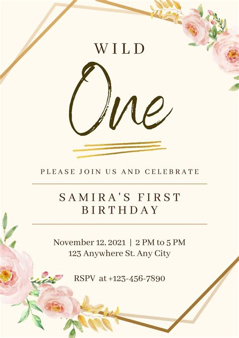 Zebra Print 1st Birthday Invitation Templates Wild One 1st Birthday ...