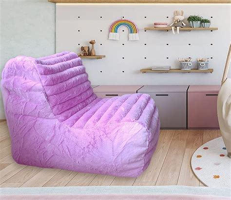 Buy Stripes Fur Bean Bag Chairs For Adults Couch Sofa (Purple, XXXL) @40% OFF Online | Wooden Street