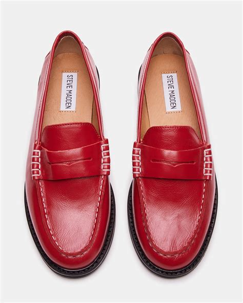 MADISON Red Leather Women's Penny Loafer – Steve Madden