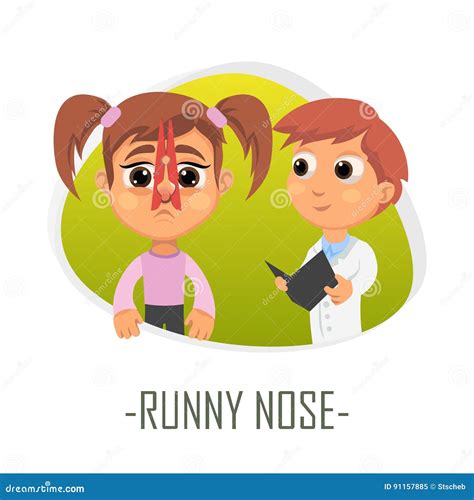 Runny Nose Medical Concept. Vector Illustration Stock Vector - Illustration of girl, sneeze ...
