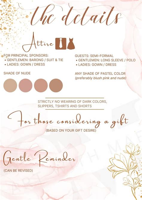 PINK/Gold Wedding Theme - Invitation with Boho/Filipiniana Style