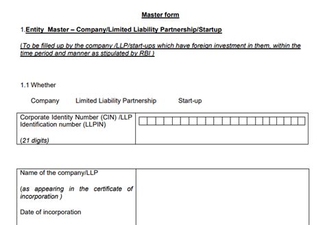 REPORTING IN SINGLE MASTER FORM (new reporting structure- FDI)