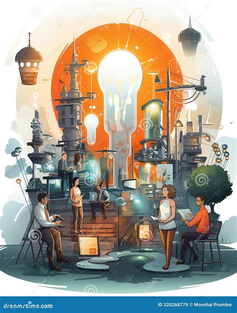 Collaborative Entrepreneurship in Startup Ecosystems, Flat Design Side View Startup Village ...