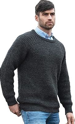 Aran Crafts Mens Fisherman Irish Rib Crew Neck Wool India | Ubuy