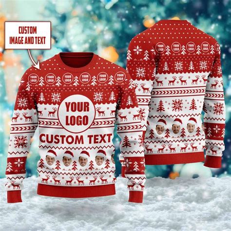 Custom Your Logo Ugly Christmas Sweater, Personalized Logo Team Xmas ...