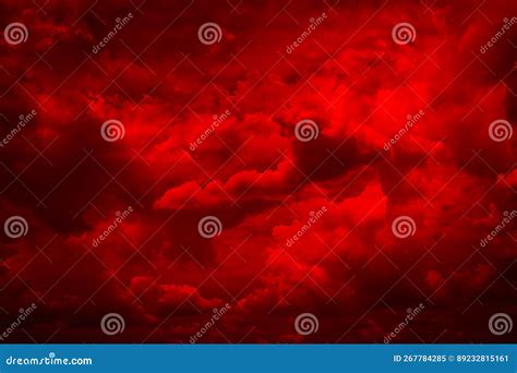 Black Blood Red Fiery Sky with Clouds. Horror Background . Ominous ...