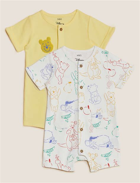 Buy 2pk Pure Cotton Winnie the Pooh™ Rompers (0-3 Yrs) at Marks & Spencer